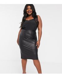 ASOS Jupe mi-longue en similicuir - Noir