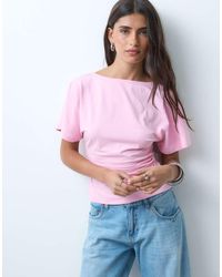 ASOS - Cinch Waist Angel Sleeve Tee With V Back Detail - Lyst