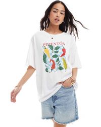 ONLY - Camiseta Blanca Extragrande Con Estampado Gráfico De Guindilla De - Lyst