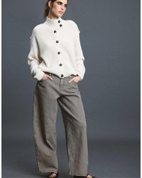 Stradivarius - High-Neck Button-Up Knit Cardigan - Lyst