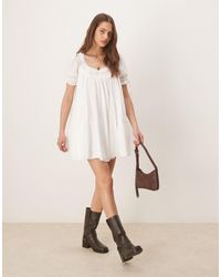 Free People - Sandy shores - robe babydoll courte - ivoire - Lyst