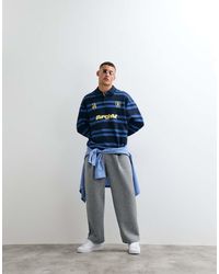 ASOS - Oversized Rugby Polo Stripe Sweatshirt With Graphic - Lyst