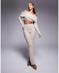 Wanderdoll - Carrie Knitted Bardot Crop Top And Trousers Set - Lyst