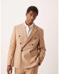 ASOS - Ruimvallende Double Breasted Colbert Van Linnenmix Met Normale Pasvorm - Lyst
