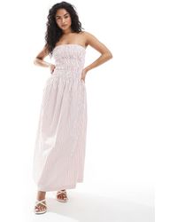 JJXX - Vestito A Fascia Arricciato A Righe - Lyst
