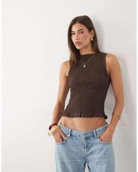 ASOS - Gesmokte Tanktop Van Linnenmix - Lyst