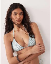 The Frolic - Exclusive Frill Edge Bead Detail Triangle Bikini Top - Lyst