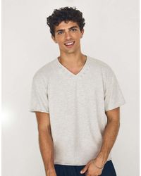 Bershka - Short-Sleeved V-Neck T-Shirt - Lyst