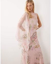 ASOS - Draped Batwing Asymmetric One-sleeve Maxi Dress - Lyst