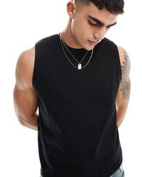 ASOS - Camiseta corta negra sin mangas - Lyst