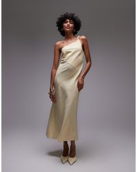 & Other Stories - One Shoulder Linen Midi Dress With Twisted Strap Detail - Lyst