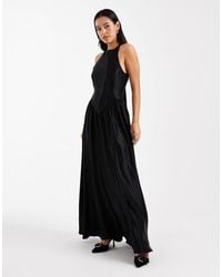 ASOS - Satin Slash Neck Seam Detail Maxi Dress - Lyst