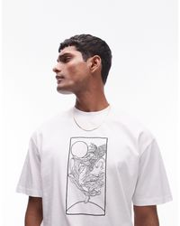 TOPMAN - Camiseta blanca ultragrande con bordado rectangular - Lyst