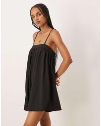 ASOS - Mono Corto De Tirante Finos Con Banda Fina En El Pecho De Tejido Texturizado De - Lyst