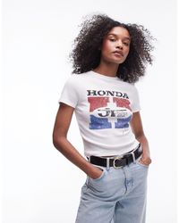 TOPSHOP - T-shirt color écru con scritta "honda" su licenza - Lyst