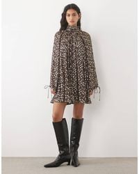 ASOS - High Neck Metallic Smock Mini Dress - Lyst