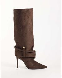 SIMMI - Simmi London Serene Ruched Knee Boots With Gold Detail - Lyst