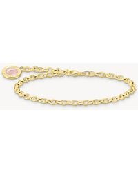 Thomas Sabo - Pulsera Chapada En Oro Con Charm De Moneda Rosa Charmista De -Dorado - Lyst