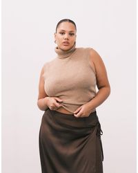 ASOS - Asos Design Curve Midweight Fitted High Neck Vest Co Ord - Lyst