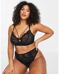 ASOS - Asos Design Curve Kaye Lace And Spot Mesh Underwired Bra - Lyst