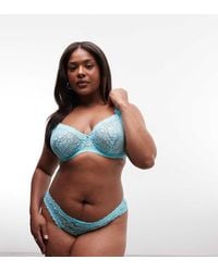 ASOS - Asos Design Curve Hazel All Over Lace Brazilian Briefs With Lace Trim - Lyst