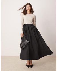 Y.A.S - – langärmliges maxikleid mit hybrid-design aus jersey und popeline - Lyst