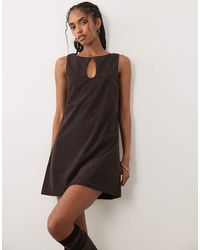 ASOS - Cord Slash Neck Keyhole Mini Dress - Lyst