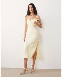 New Look - Lace Trim Slip Midi Dress - Lyst