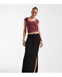 Vero Moda - Falda Larga Negra Ceñida Con Fruncido En La Parte Delantera De - Lyst