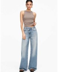 Pull&Bear - Jeans A Fondo Ampio A Vita Medio Alta Con Incrocio - Lyst