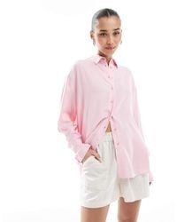 Bershka - Oversized Linen Shirt - Lyst
