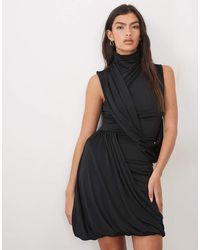 ASOS - High Neck Cross Body Bubble Mini Dress - Lyst
