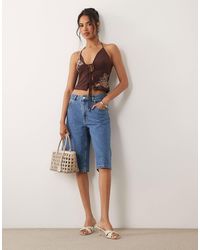 ASOS - Embroidered Halter Neck Split Front Cami Top - Lyst
