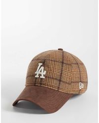 KTZ - La Dodgers 9twenty Wool Mix Check Contrast Peak Cap - Lyst