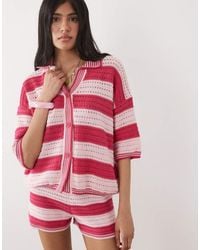ASOS - Sally Beach Knit Button Through Top Co Ord - Lyst