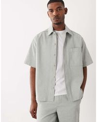 BOSS - Denim Overhemd Met Korte Mouwen En Knoopsluiting - Lyst