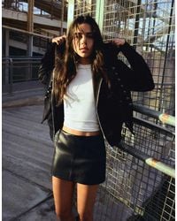Bershka - Leather-effect Mini Skirt - Lyst