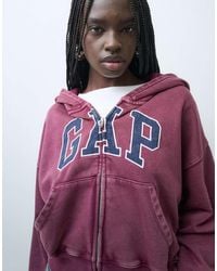 Gap - Oversized Full Zip Chest Logo Hoodie - Lyst