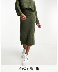 ASOS - Asos Design Petite Co-ord Knitted Chunky Rib Midi Skirt - Lyst