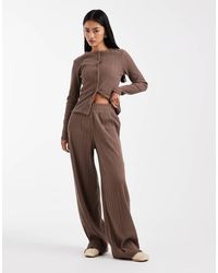 ASOS - Co-ord Wide Leg Brushed Rib Trouser - Lyst