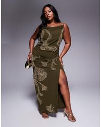 ASOS - Asos Design Curve Draped Skirt Overlay Maxi Dress With Dropped Waist And Embellishment - Lyst