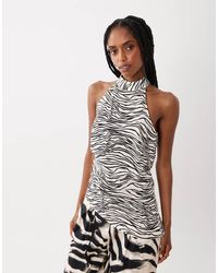 ASOS - Set Printed Asym Halter Neck Longline Top In-multi - Lyst