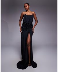 white christmas dresses Classic Black Strapless Chiffon Maxi Dress Small (2/4) / Black main image 1