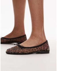 Mango - Bailarinas Con Estampado De Leopardo De Malla De - Lyst