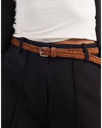 Vero Moda - Suede Plait Belt With Gold Buckle - Lyst