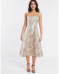 asos design square neck 3d floral lace midi prom dress