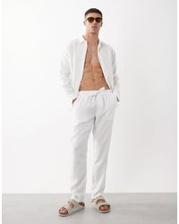 ASOS - Slim 100% Linen Trousers - Lyst
