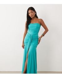 TFNC London - Slinky Bandeau Ruched Maxi Dress - Lyst