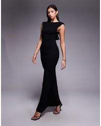 ASOS - Slash Neck Shoulder Pad Maxi Dress With Plunge Back - Lyst