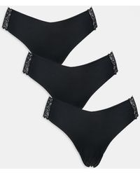 ASOS - Confezione Da 3 Perizomi Invisibili Neri Con Dettagli Laterali - Lyst